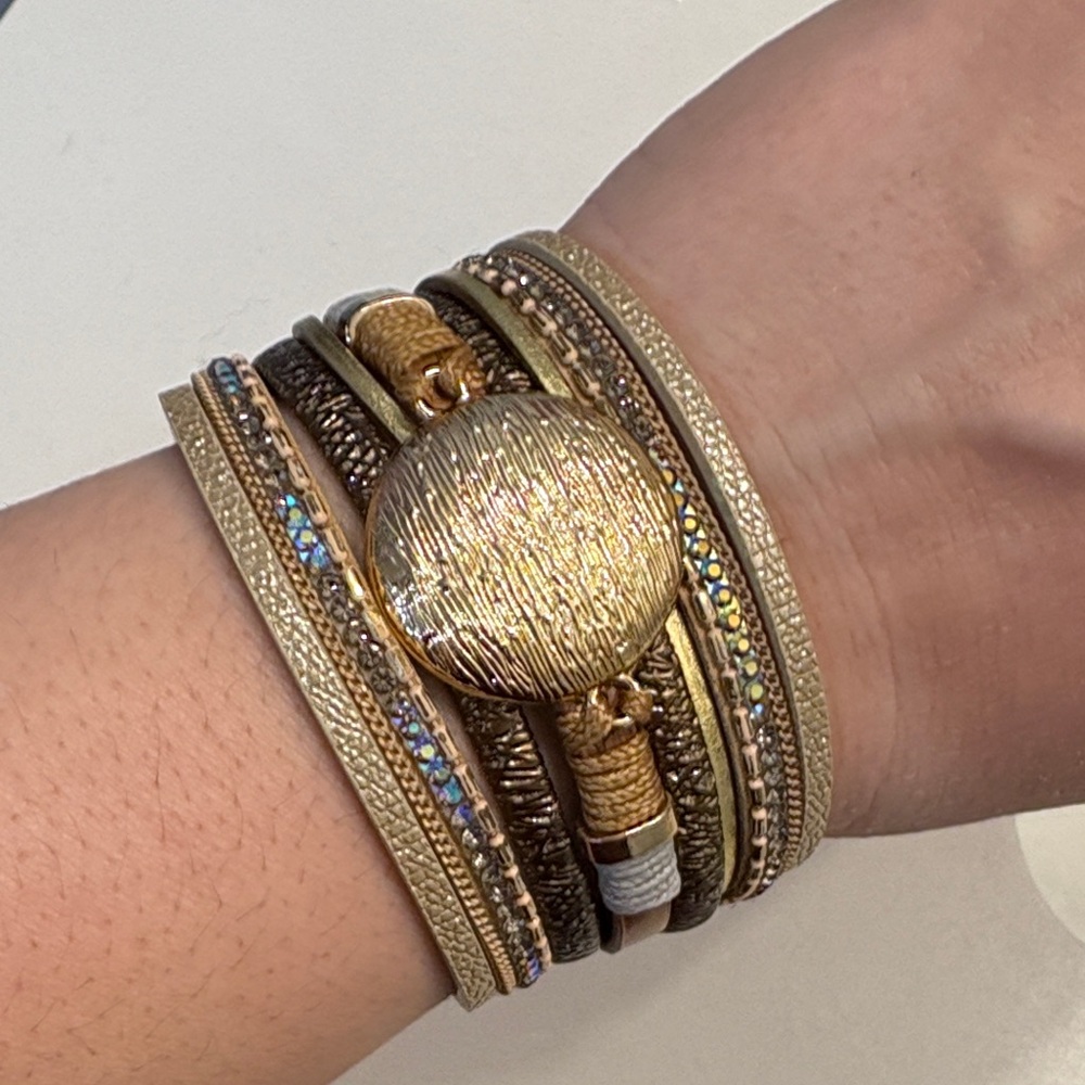 Saachi Gold and Brown Multi-Layer Bracelet